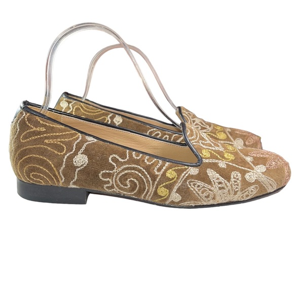 Velvet Road Brown Tan Gold Embroidered Ballet Flats womens shoes size 7.5 - Picture 8 of 15